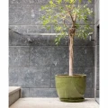 Doniczka ceramiczna z podstawką osłonka okrągła zielona 32cm
