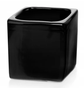 Doniczka ceramiczna osłonka kwadratowa kostka czarna 9 cm