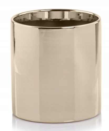 Doniczka ceramiczna osłonka cylinder gładka złota 13cm