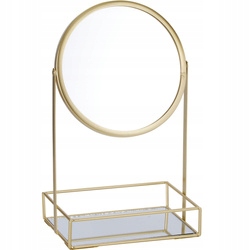 Lustro stojące okrągłe stojak na biżuterię metalowe złote 12x32cm