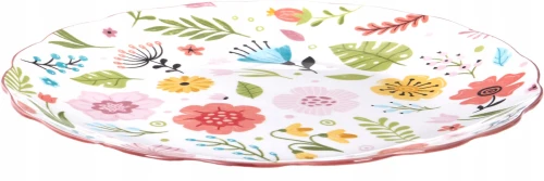 Talerz porcelanowy obiadowy płytki w kwiatki kolorowy 27cm 1szt