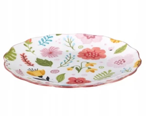 Talerz porcelanowy obiadowy płytki w kwiatki kolorowy 21cm 1szt