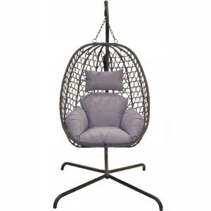 Fotel wiszący wolnostojący kokon boho ciemny szary 92x195cm