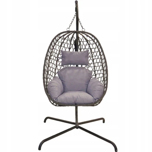 Fotel wiszący wolnostojący kokon boho ciemny szary 92x195cm