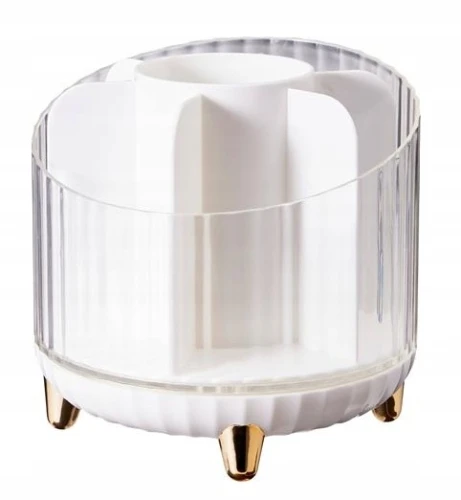 Organizer na kosmetyki plastikowy ryflowany transparentny biały 12cm 1szt