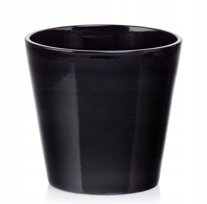 Doniczka ceramiczna osłonka okrągła klasyczna czarna 14 cm