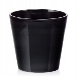 Doniczka ceramiczna osłonka okrągła klasyczna czarna 10 cm