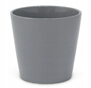 Doniczka ceramiczna osłonka okrągła klasyczna szara 14 cm