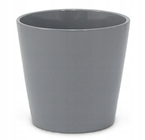 Doniczka ceramiczna osłonka okrągła klasyczna szara 14 cm