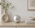 Dekoracja ceramiczna kula dekoracyjna srebrna 13 cm 1szt