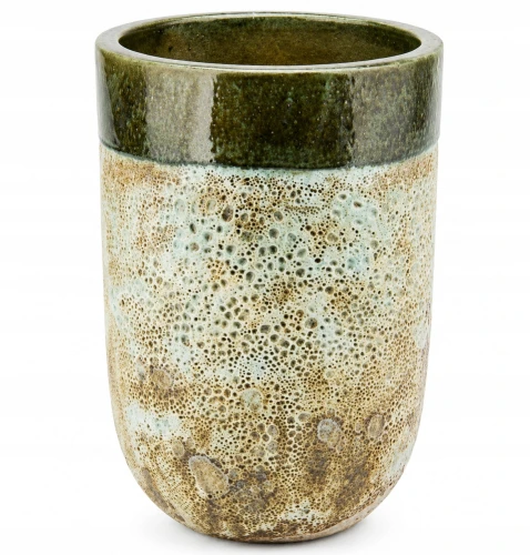 Doniczka ceramiczna osłonka okrągła Vintage wysoka zgnita zieleń 26 cm