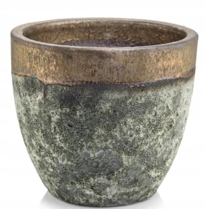 Doniczka ceramiczna osłonka okrągła Vintage brudne złoto 30 cm