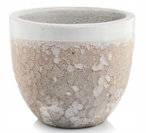 Doniczka ceramiczna osłonka okrągła Vintage biało-beżowa 30 cm