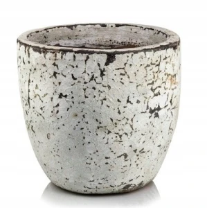 Doniczka ceramiczna osłonka okrągła Vintage brudna biel 37 cm