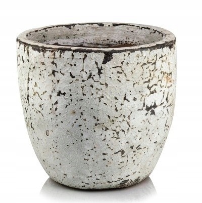 Doniczka ceramiczna osłonka okrągła Vintage brudna biel 37 cm