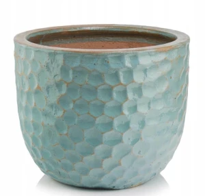 Doniczka ceramiczna osłonka okrągła Vintage turkusowa 20 cm