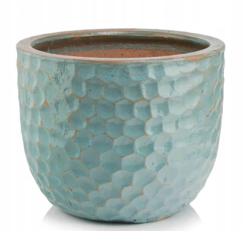 Doniczka ceramiczna osłonka okrągła Vintage turkusowa 20 cm