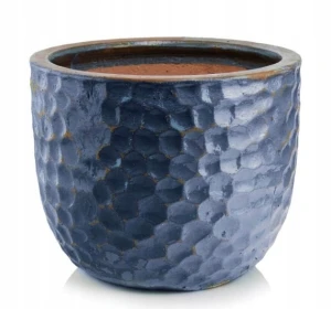 Doniczka ceramiczna osłonka okrągła Vintage niebieska 28 cm