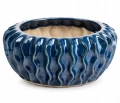 Doniczka ceramiczna osłonka misa dekoracyjna zdobienia niebieska 26,5 cm