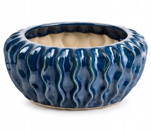 Doniczka ceramiczna osłonka misa dekoracyjna zdobienia niebieska 26,5 cm