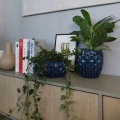 Doniczka ceramiczna osłonka misa dekoracyjna zdobienia niebieska 26,5 cm