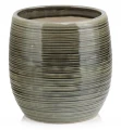 Doniczka ceramiczna osłonka okrągła prążkowana brązowo-szara 22 cm