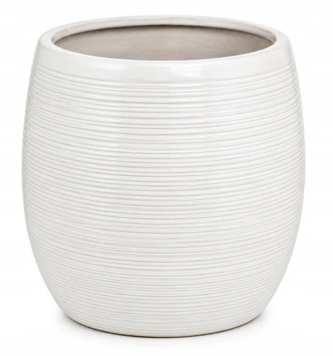 Doniczka ceramiczna osłonka okrągła prążkowana biała 22 cm