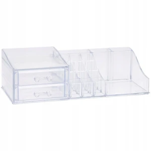 Organizer na kosmetyki plastikowy z przegródkami transparentny 30cm