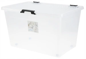Pudełko do przechowywania plastikowe na kółkach transparentny 60x40x35cm