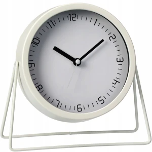 Zegar metalowy stołowy biurkowy minimalistyczny beżowy 18,5cm