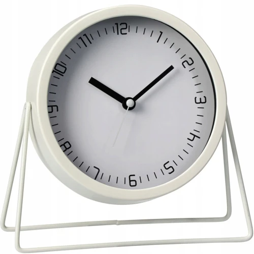 Zegar metalowy stołowy biurkowy minimalistyczny beżowy 18,5cm