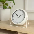 Zegar metalowy stołowy biurkowy minimalistyczny beżowy 18,5cm