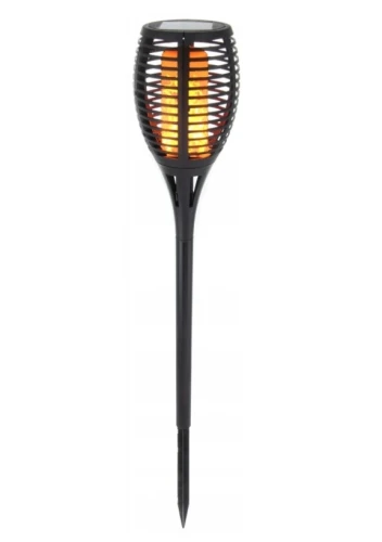 Lampka solarna ogrodowa wbijana pochodnia ciepły żółty czarna 58 cm 1szt