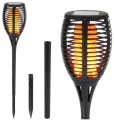 Lampka solarna ogrodowa wbijana pochodnia ciepły żółty czarna 58 cm 1szt