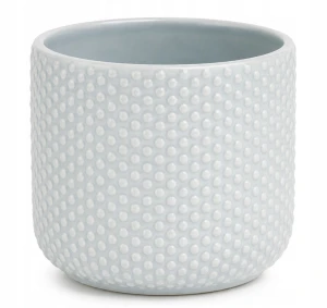 Doniczka ceramiczna osłonka okrągła tłoczenia szara 14cm