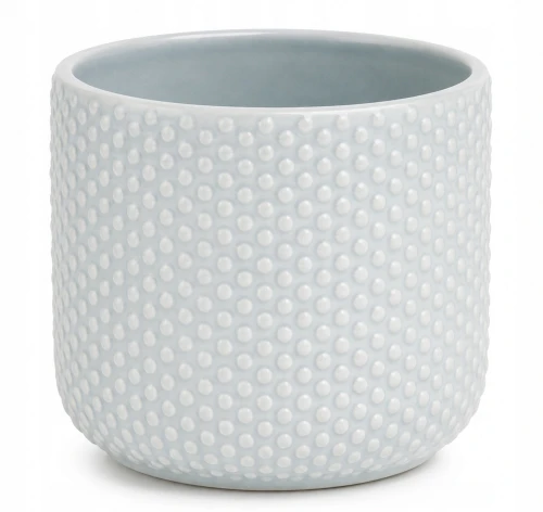Doniczka ceramiczna osłonka okrągła tłoczenia szara 14cm