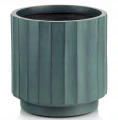 Doniczka ceramiczna osłonka dekoracyjna ryflowana zielona 36 cm
