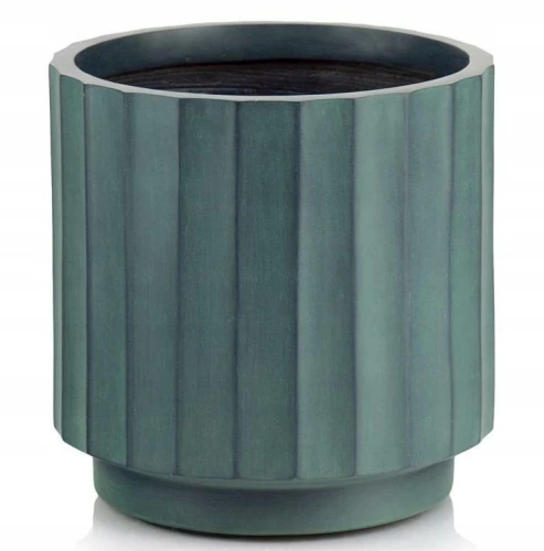 Doniczka ceramiczna osłonka dekoracyjna ryflowana zielona 36 cm
