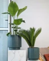 Doniczka ceramiczna osłonka dekoracyjna ryflowana zielona 36 cm