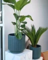 Doniczka ceramiczna osłonka dekoracyjna ryflowana zielona 24 cm