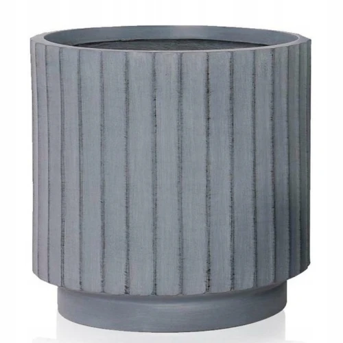 Doniczka ceramiczna osłonka dekoracyjna ryflowana szara 24 cm
