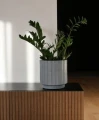 Doniczka ceramiczna osłonka dekoracyjna ryflowana szara 24 cm