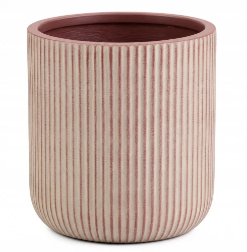 Doniczka ceramiczna osłonka dekoracyjna ryflowana beżowa 31 cm