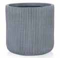 Doniczka ceramiczna osłonka dekoracyjna ryflowana szara 37 cm