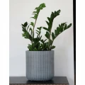 Doniczka ceramiczna osłonka dekoracyjna ryflowana szara 31 cm