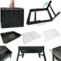 Grill węglowy składany turystyczny stalowy składany 49cm