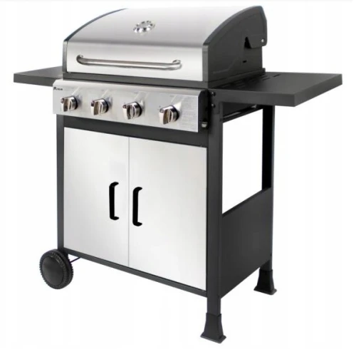 Grill gazowy ogrodowy 4 palniki ruszt żeliwny 2,7kW 118cm