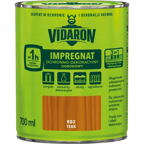 Vidaron Impregnat ochronno-dekoracyjny ogrodowy do drewna Teak 0,7L