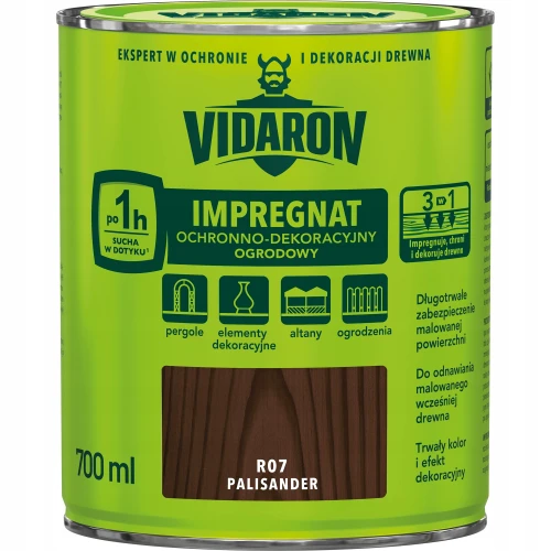Vidaron Impregnat ochronno-dekoracyjny ogrodowy do drewna Palisander 0,7L
