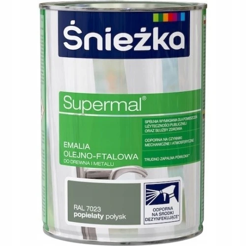 Śnieżka Supermal emalia olejno-ftalowa drewno metal Popielaty połysk 0,8L